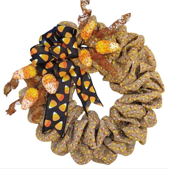 Halloween wreath /  candy corn - Picture 1 of 2